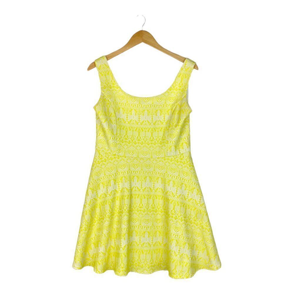 Ellison Women's Lemon Yellow Lined Sleeveless A Line Summer Dress US L